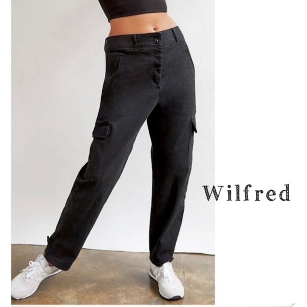Wilfred Free Aritzia Black Modern High Rise Cotton Twill Cargo Pocket Pants 6